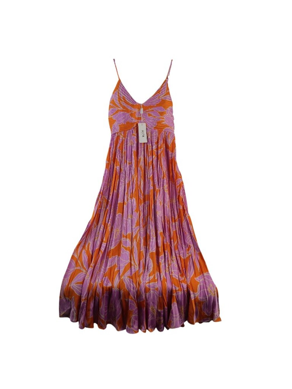 NEW ASTR The Label Floral Maxi Dress With Adjustable Straps Orange & Pink Size S
